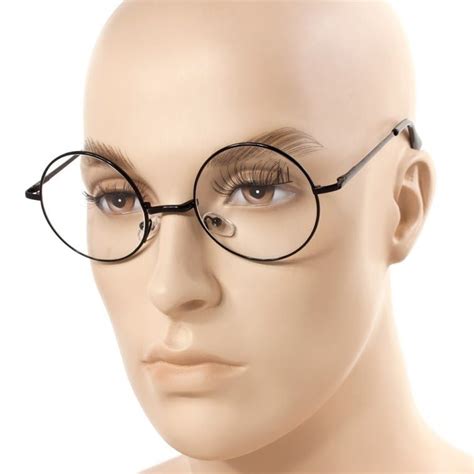 medium oversized big round metal frame clear lens round circle eye glasses new