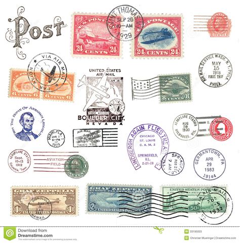 Briefmarken herausgeben, herausbringen, aufkleben, sammeln. Briefmarken Und Aufkleber Von US Stock Abbildung ...