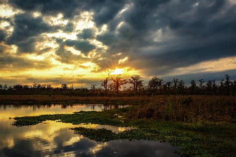 Down On The Bayou Sunset Over Louisiana Swamp Photograph By Southern