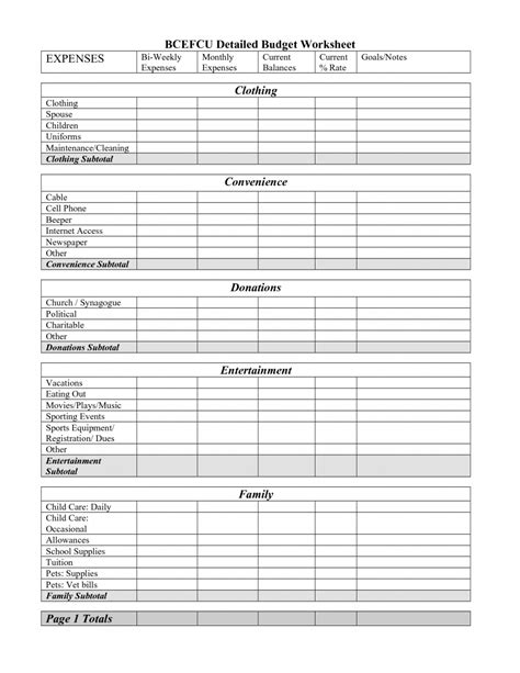 Monthly Budget Worksheet Printable