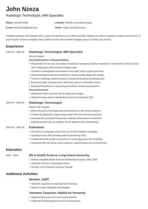 radiologic technologist resume template resume