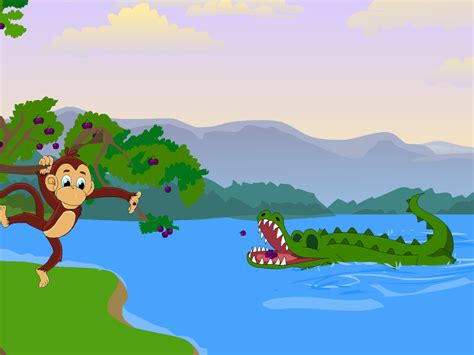 The Monkey And The Crocodile Panchatantra Stories Retold Picture