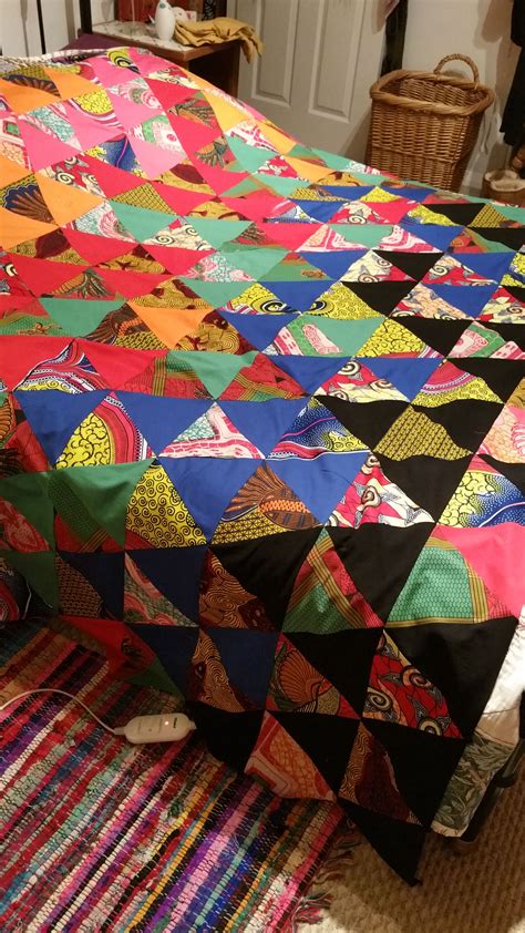 Equilateral Triangle Quilt Using East African Wax Fabrics African