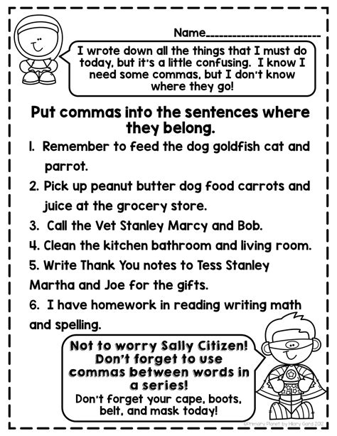 Comma Worksheet Pdf With Answers
