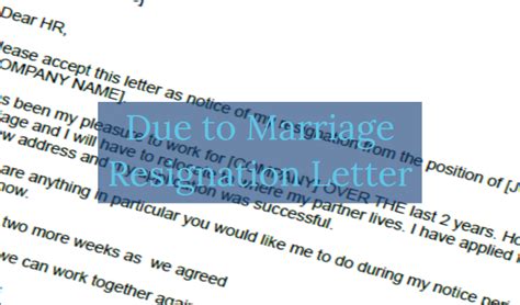Due To Marriage Resignation Letter Resignation Letter Examples