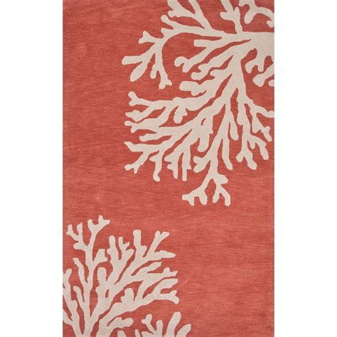 Modern Coastal Orangeivory Wool Area Rug Coral Reef Novica Coral