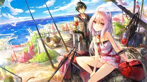 Wallpaper X Px Couple Landscape Original Characters Sexy Anime White Hair