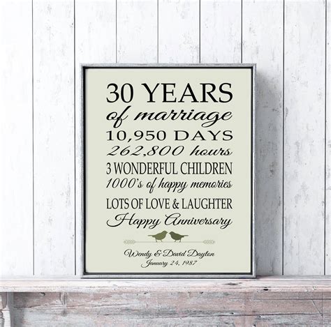 Celebrate 30 years together than by having a brand new adventure. 30th Anniversary Gift Personalized Gift 30 Years Married Gift