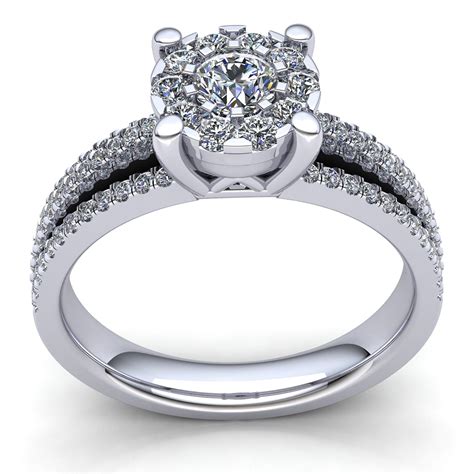 Natural 1ctw Round Cut Diamond Ladies Cluster Bridal Engagement Ring