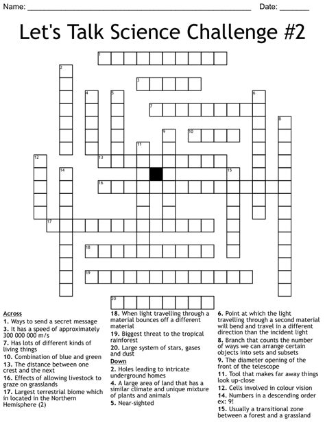 Lets Talk Science Challenge 2 Crossword Wordmint