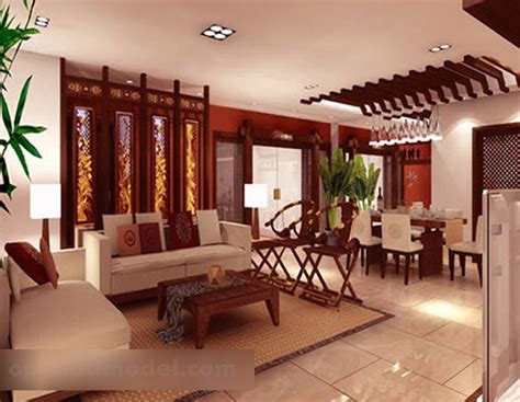 Chinese Style Living Room Design V2 Interior 3d Model Max Vray