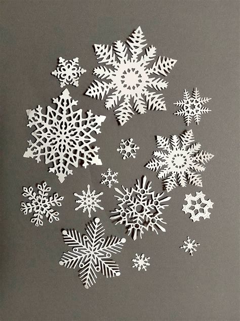 Snowflakes Die Cut Set Of 14 Snowflakes Paper Die Cuts Etsy