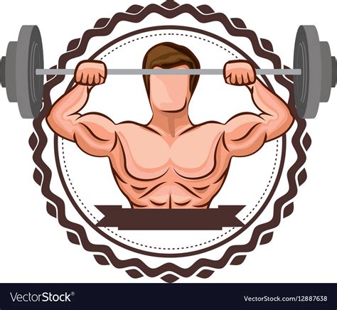 Sticker Border With Muscle Man Lifting A Disc Vector Image