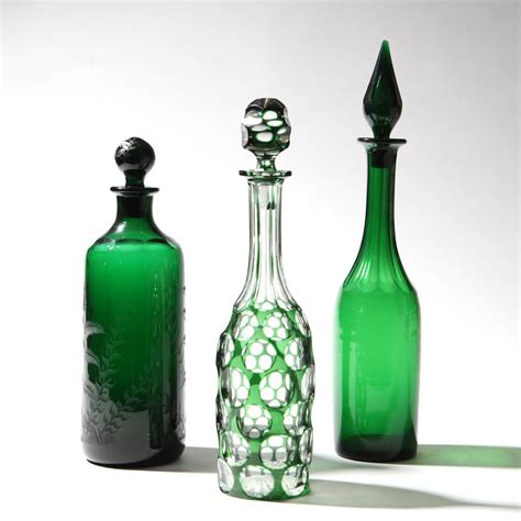 A Victorian Green Glass Decanter Bada