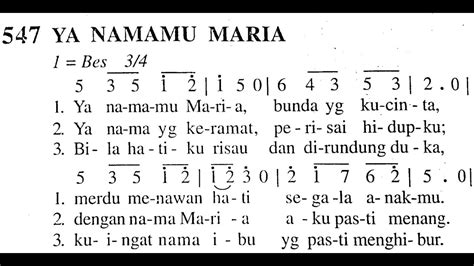 Ya Namamu Maria Madah Bakti No 547 Youtube