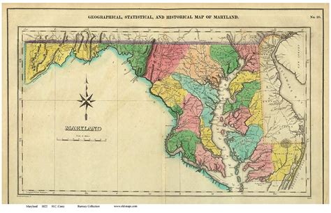 Maryland 1822 Carey Old State Map Reprint Old Maps