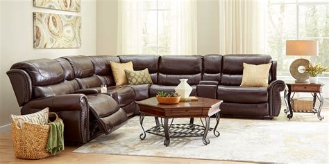 Venezio Brown Leather 7 Pc Dual Power Reclining Sectional Rooms To Go