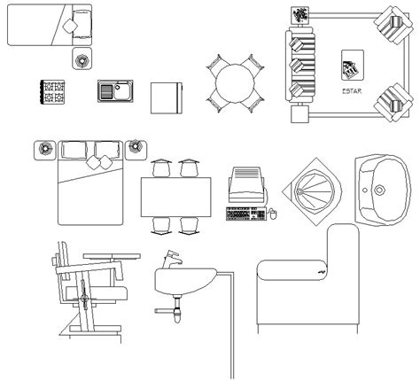 Has modern furniture and home decor for all styles of d.c. Autocad 2D drawing shows assorted furniture Blocks, Download the DWG file to get these blocks ...