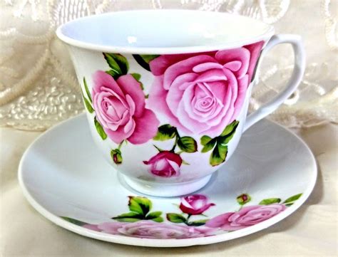 Pretty Pink Rose Porcelain Teacups Tea Cups And Saucers Set Of 6 Roses And Teacups Tea