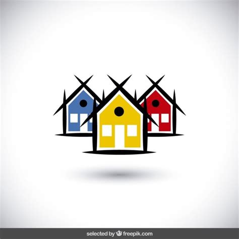 Logo Inmobiliaria Con Casas De Colores Vector Gratis