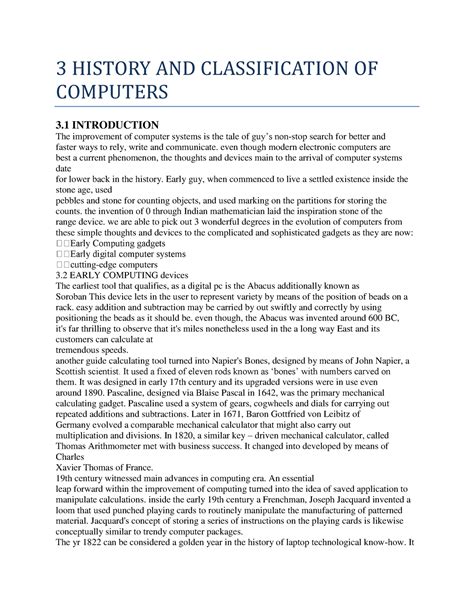 3 History And Classification Of Computers 3 History And