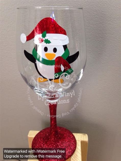 Penguin Glitter Base Wine Glass Etsy Christmas Wine Glasses Christmas Wine Glasses Diy