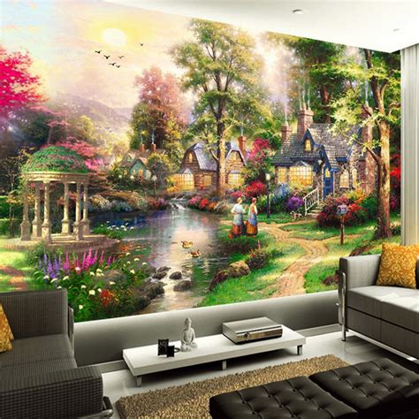 Custom 3d Wall Murals Wallpaper European Style Oil Painting Landscape