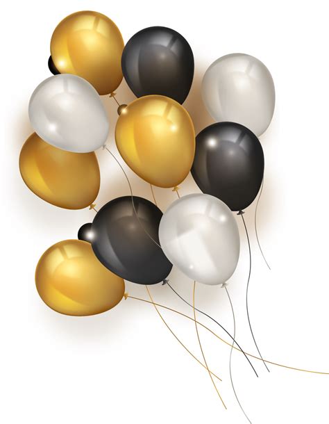 Gold Black White Balloons Png Image Free Download Graficsea