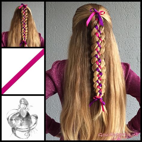 Six Strand Ribbon Braid With A Pink And Purple Ribbon From The Webshop