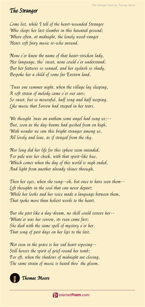 The Stranger Poem By Thomas Moore