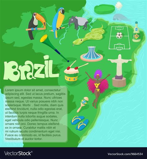 Brazil Map Concept Cartoon Style Royalty Free Vector Image