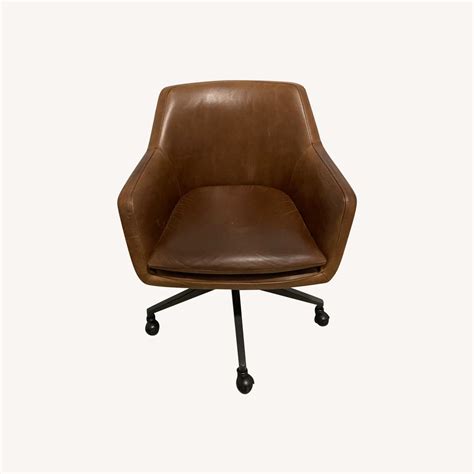 West Elm Helvetica Leather Swivel Office Chair Aptdeco