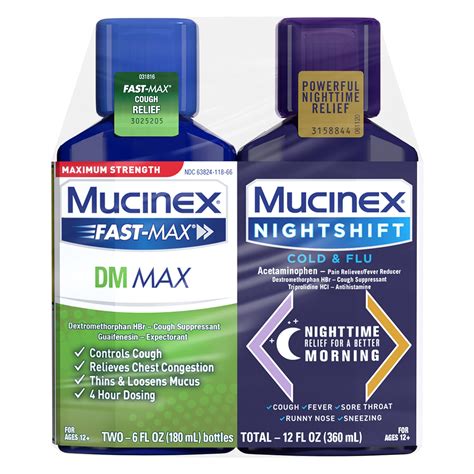 Buy Mucinex Maximum Strength FastMax DM Max & Nightshift Cold & Flu