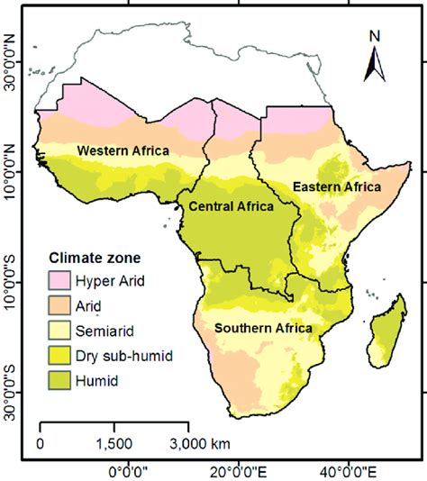 Map Of The Study Area Showing Sub Saharan Africa Subdivided Into Four