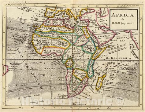 Historic Map Atlas Map Africa 1736 Vintage Wall Art Historic