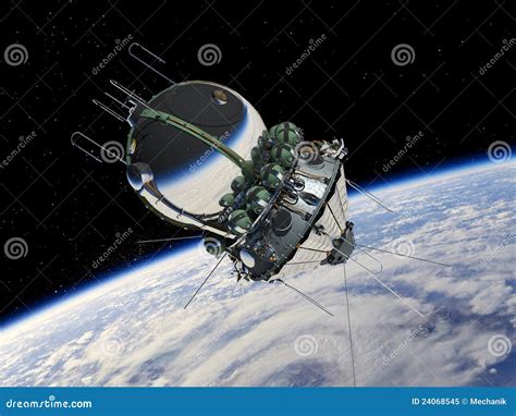 The First Spaceship At The Orbit Stock Illustration Illustration Of