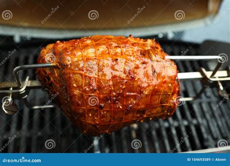 A Pork Roast On A Spit Stock Image Image Of Pork Grilled 104693589