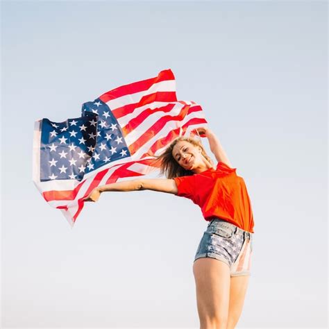 free photo girl posing with american flag