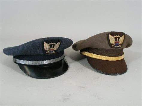 190 Two Vintage United Airlines Co Pilot Hats Lot 190
