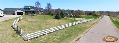 Brown vinyl coating over galvanized chain link has the ability to blend in with the background of natural landscaping. Vinyl Ranch Rail Fence - Horse Farm Services