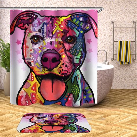 New 180 X 180cm Bathroom Shower Curtain Graffiti Dog Pattern Print