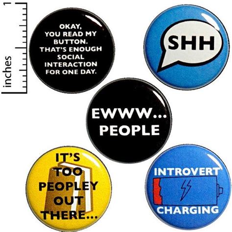 Funny Introvert Pin Button 5 Pack Jacket Backpack Pinback T Set Cute