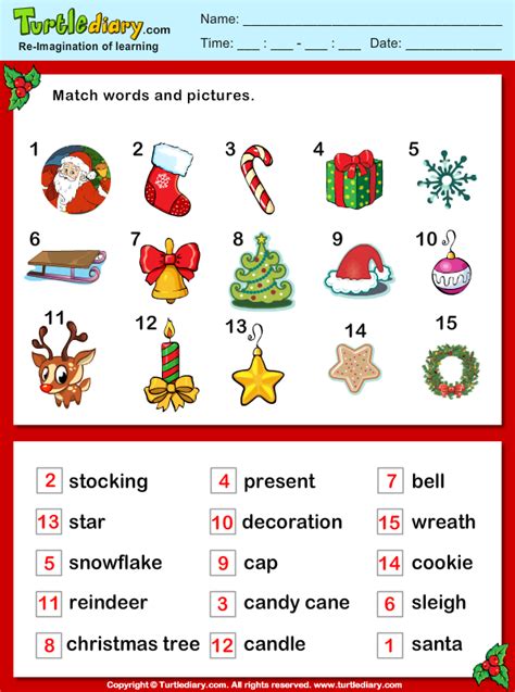 Christmas worksheets and printables bring merriment and cheer to the holiday season. Christmas Vocabulary Words and Pictures Worksheet - Turtle ...