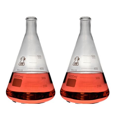 Tnlab Supply Conical Erlenmeyer Flask Borosilicate 33 Glass 5000ml 5l
