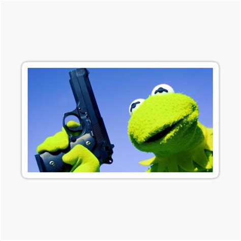 Kermit With A Gun Sticker By Natalie A Lie Redbubble