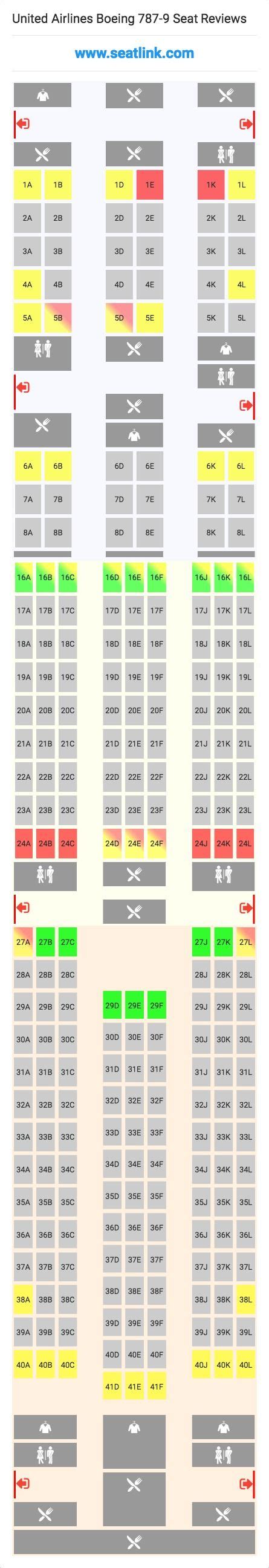 United Airlines Boeing 787 9 789 Seat Map