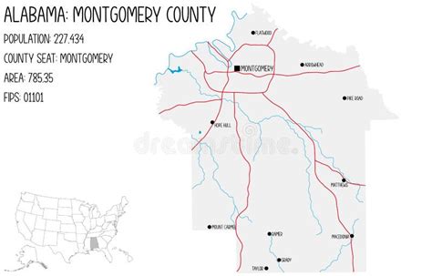 Map Of Montgomery County In Alabama Usa Stock Vector Illustration