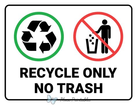 Recycle No Trash Printable Sign