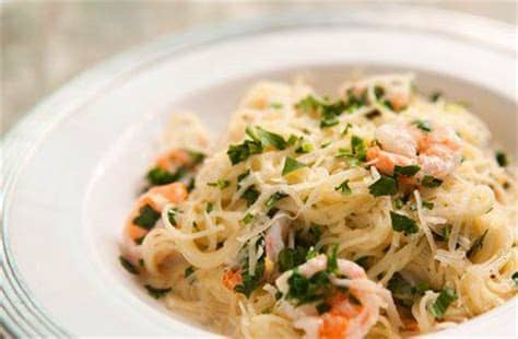 Whisk in the butter, add a ladleful of the pasta cooking water and return the shrimp. Angel Hair Pasta with Shrimp and Lemon Cream Sauce Recipe ...