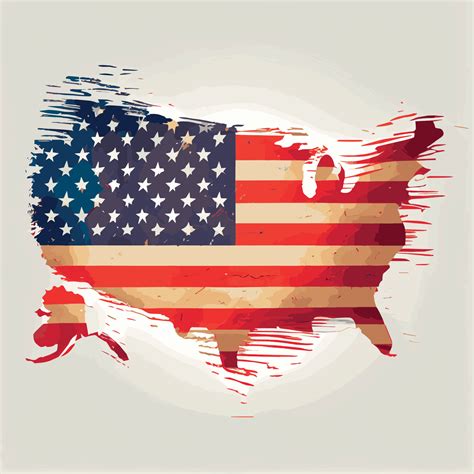 Realistic abstract flag of USA in the form of a map of america